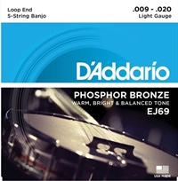 D'Addario J69 Banjostrenge .009 med Phosphor Bronze wound .020